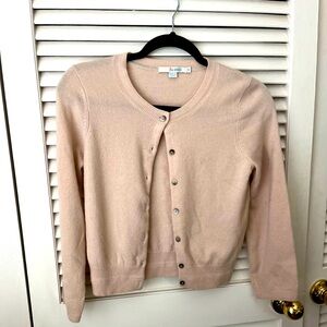 Boden XS cashmere crop crew cardigan sweater in Blush Dusty rose color